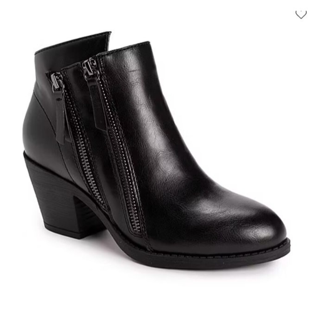Muk Luks Women's Size 8.5 Yellowstone Yardley Block Heel Booties 8.5W Black